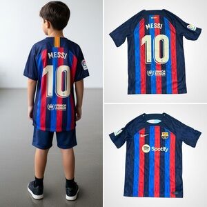 Nike Dri Fit Lionel Messi FC Barcelona #10 Home Soccer La Liga Jersey Youth L